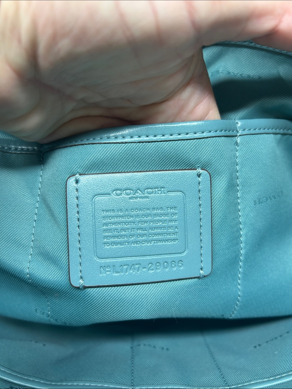 3674 Coach Teal Leather large Tote Bag 267023674 - Picture 6 of 15